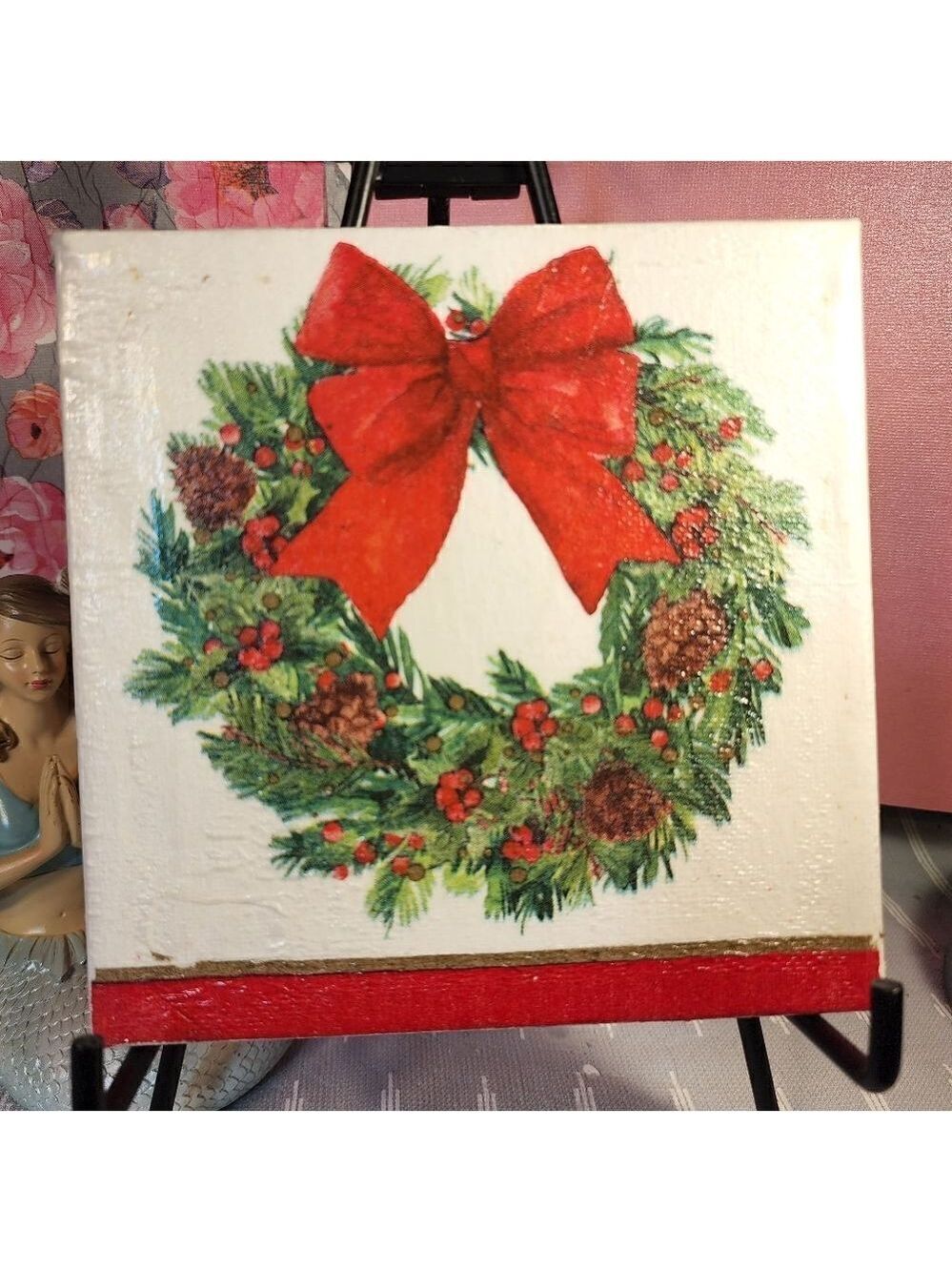DECOUPAGE CANVAS PRINTS CHRISTMAS WREATH